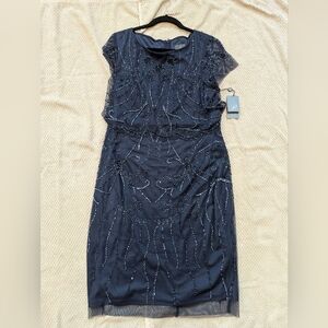 Adrianna Papell Beaded Cocktail Dress, Midnight Blue, size 12, w/tag never worn